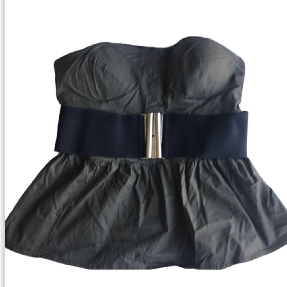 B Tru strapless olive green top with belt